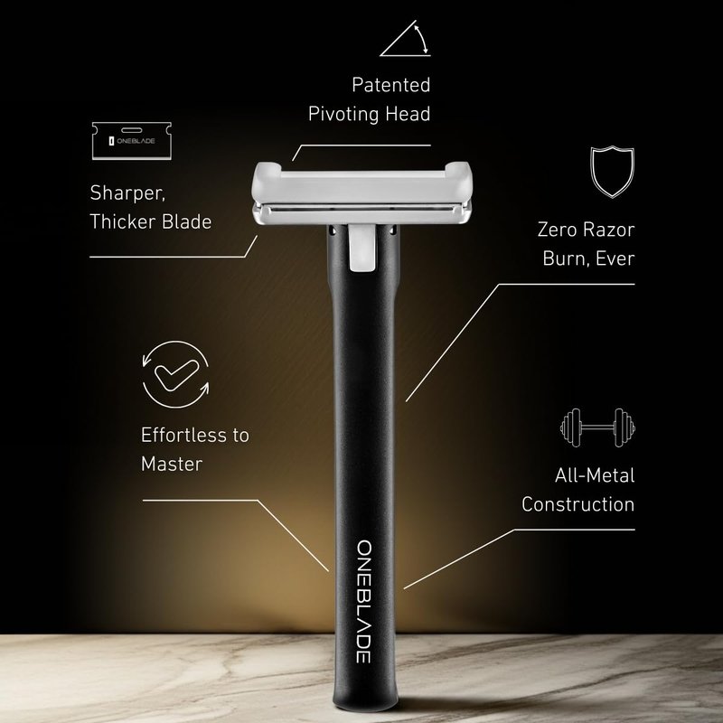 OneBlade ELEMENT Single-Blade Safety Razor, Classic Manual Shaving Razor, Black Aluminum
