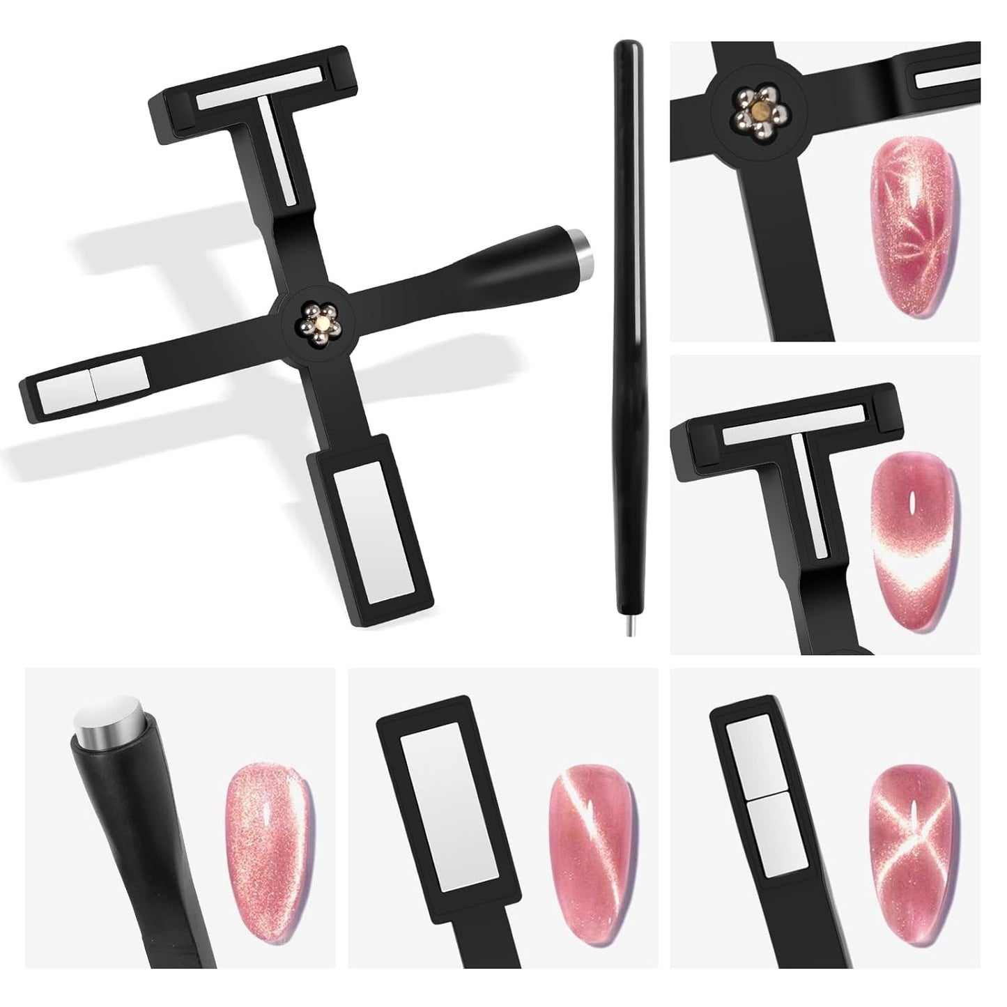 Cat Eye Magnet for Nails - 9PCS Dual-Ended Nail Art Tools | Strong Magnet for DIY Salon & Home Use