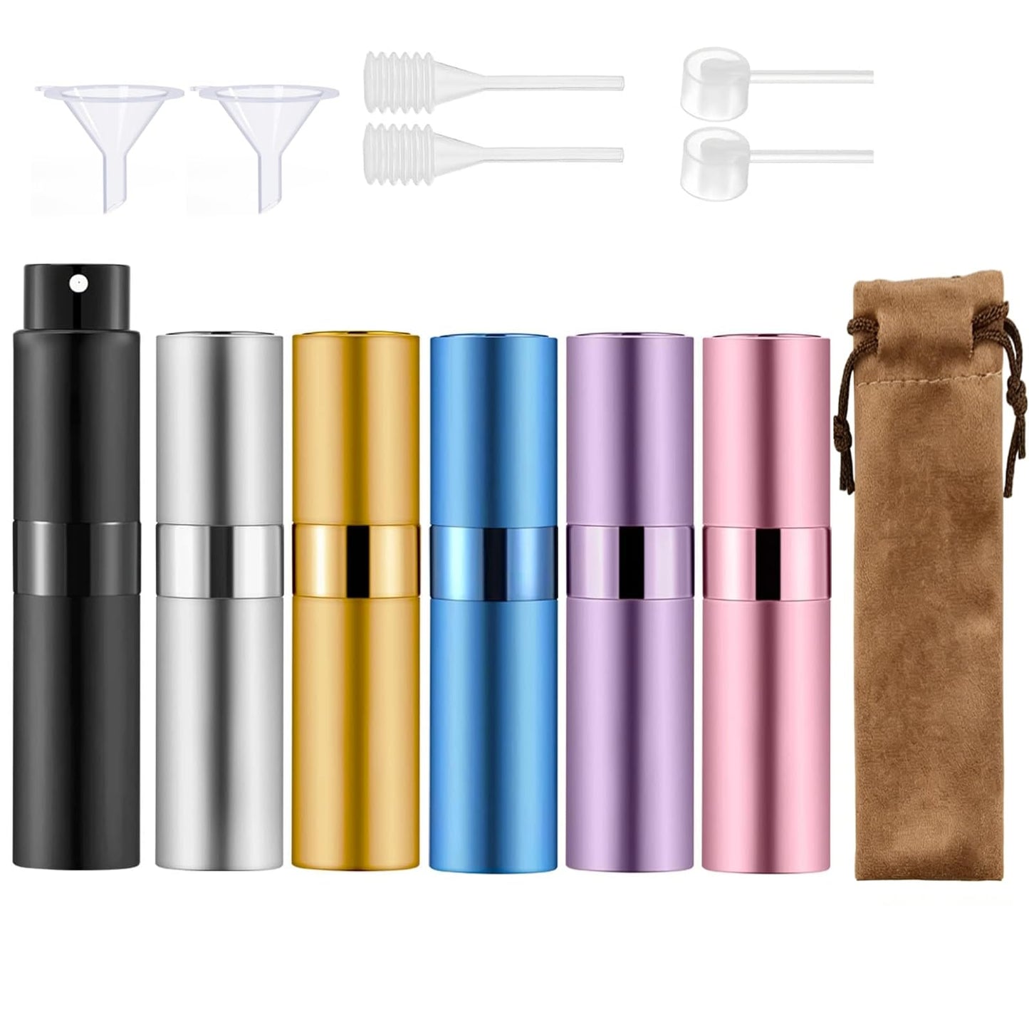 ZeniPremunz 6pcs Atomizer Perfume Spray Bottle for Travel, 8ml Travel Perfume Bottle Refillable,Twist Type Pocket Cologne Sprayer for Women Men