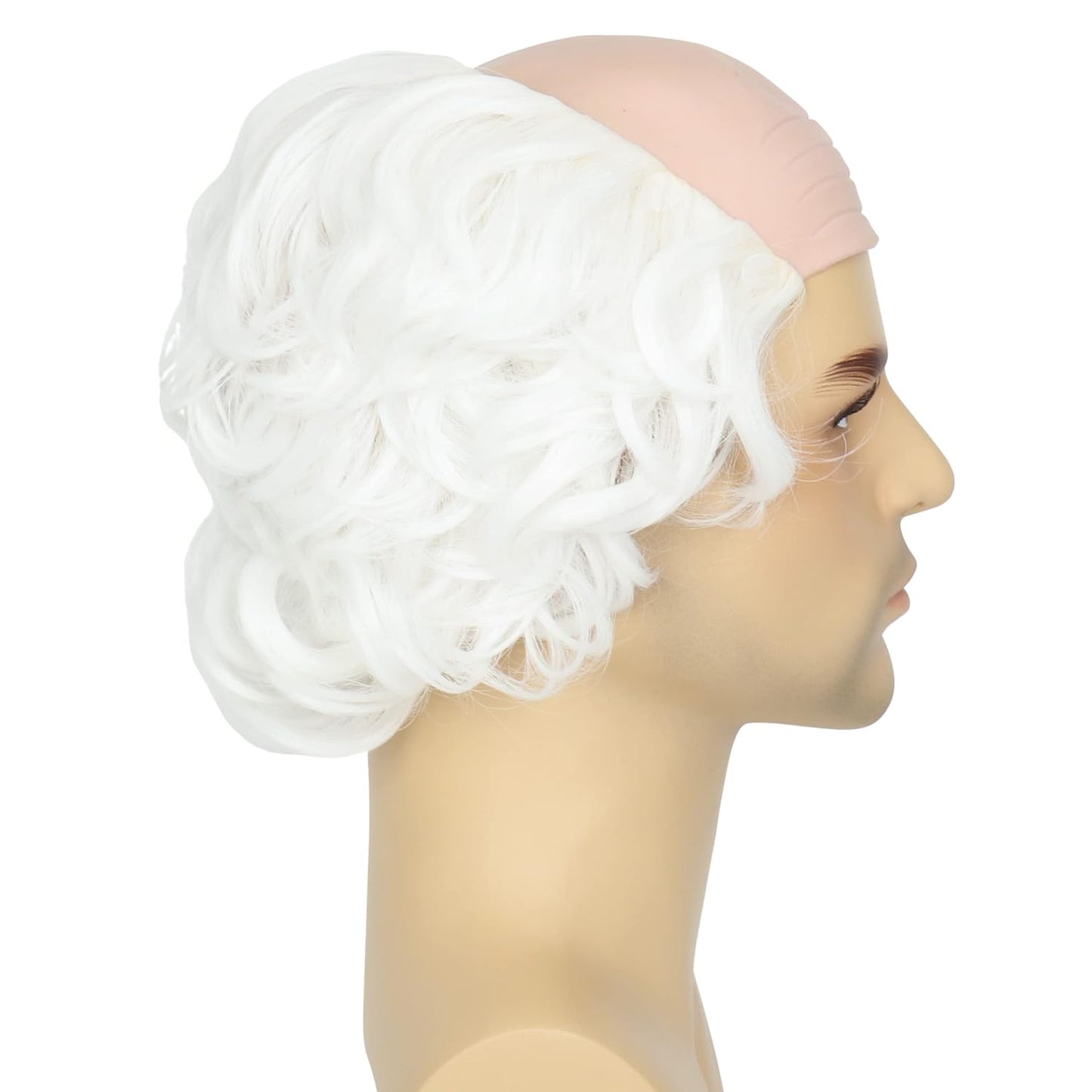Old Man Wig for Halloween | White Bald Cap with Hair on Sides | Grandpa Cosplay Costume