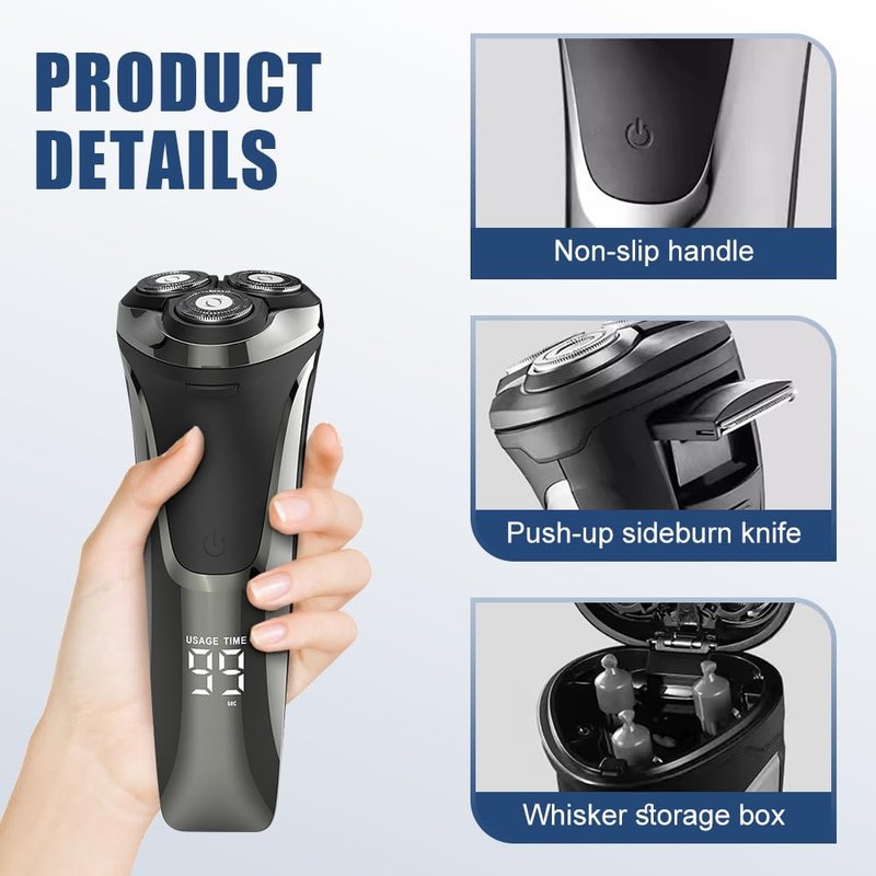 Electric Razor for Men, 2025 New Electric Razor 4D Rotary, Ipx7 Waterproof Electrics Razors, Wet & Dry Rechargeable Electrics Shaver LCD Display (1)