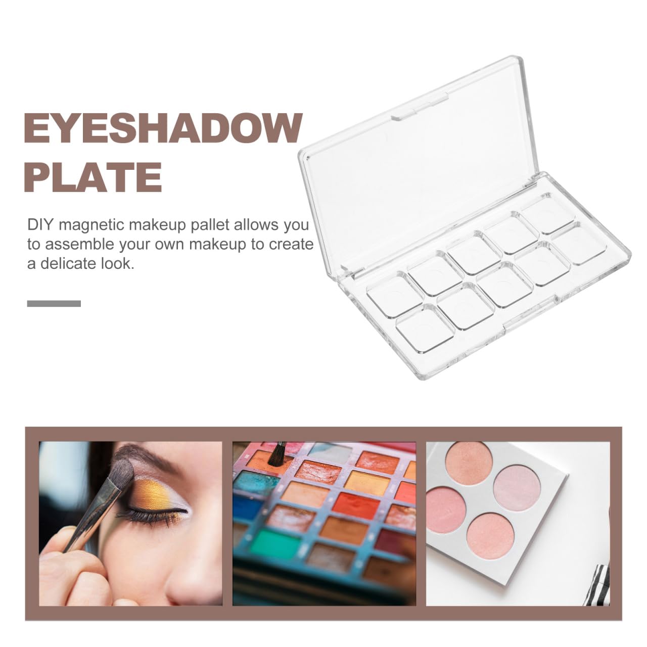 HONMEET Clear Empty Makeup Palette Refillable Makeup Depotting Container with Divided Compartments Transparent Cosmetic Storage Box for Eyeshadow Blush Lipstick Travel Use 4.33 X 2.36 X 0.55 in