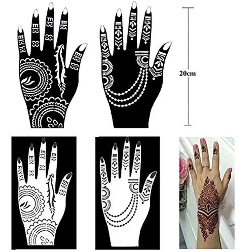 Henna Tattoo Stencil Kit - 20 Sheets of Indian Arabian Temporary Tattoo Templates | Mehndi Body Art
