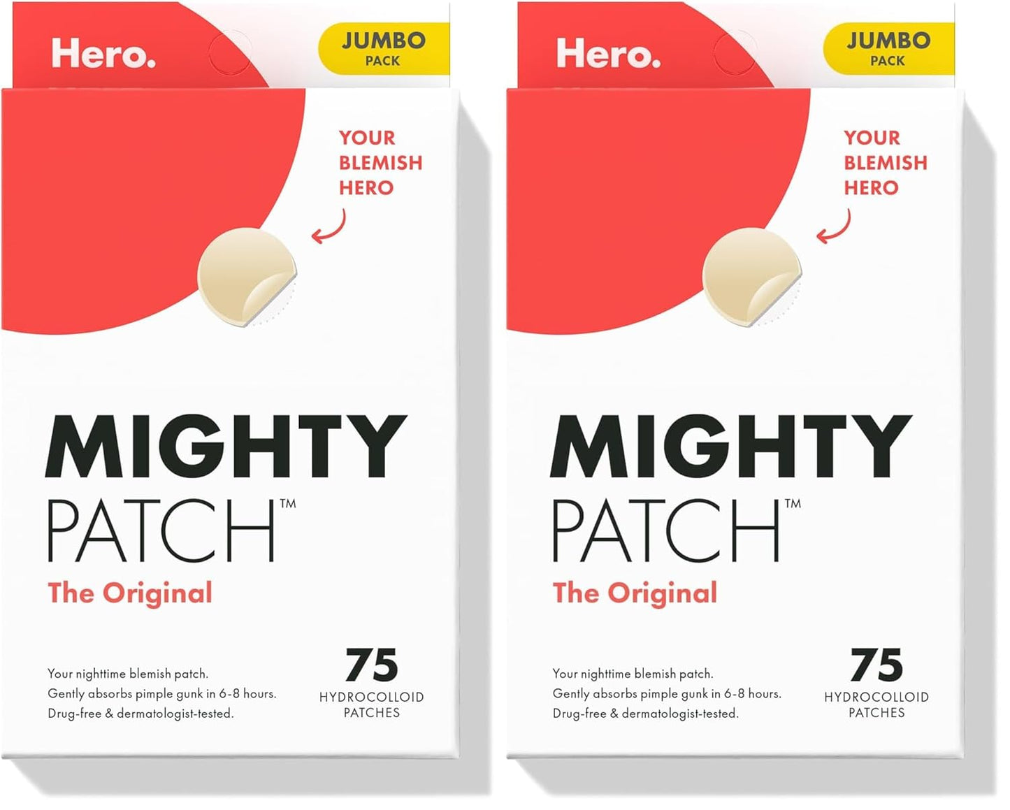Mighty Patch Original - Hydrocolloid Acne Pimple Patch for Fast Zit & Whitehead Relief | 72 Count