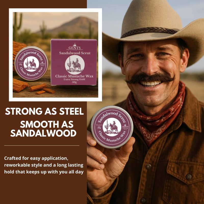G.B.S Gents Strong Hold Sandalwood Mustache Wax, Easy Application, Restyleable, long lasting hold