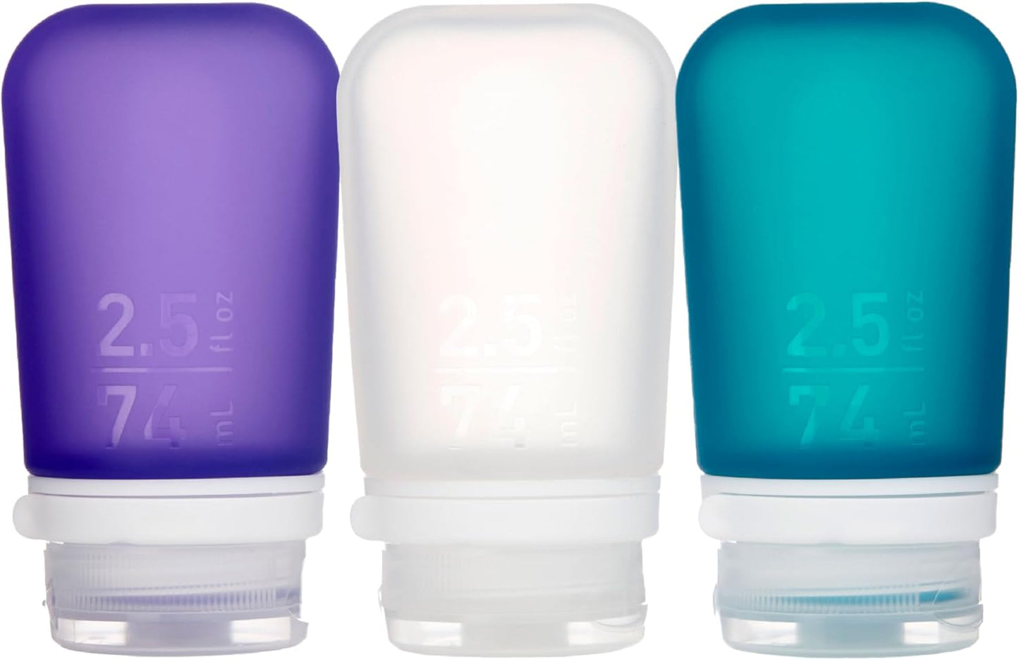 GoToob+ Travel Bottles - Silicone Leak-Proof Toiletry Tubes | 3-Pack Small (1.7 fl oz) - Clear/Green/Blue