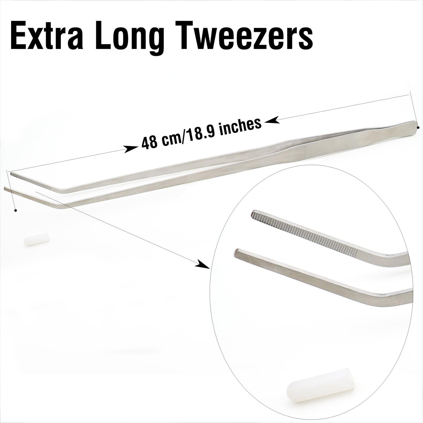 Dxobay 18.9 inch Heavy Duty Extra Long Tweezers for Salt & Fresh Water Fish Tank, Curved SUS 304 Stainless Steel Aquascape Tweezers for Aquarium & Terrarium, Large Metal Snake Feeding Tongs