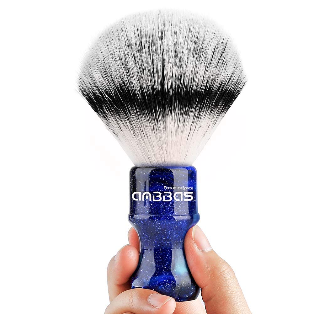 Anbbas Synthetic Badger Shaving Brush with Resin Handle,Nylon Bristles Hair Lathering Foam Brush for Men Travel Professional Wet Shaving(Blue,24 mm Knot)