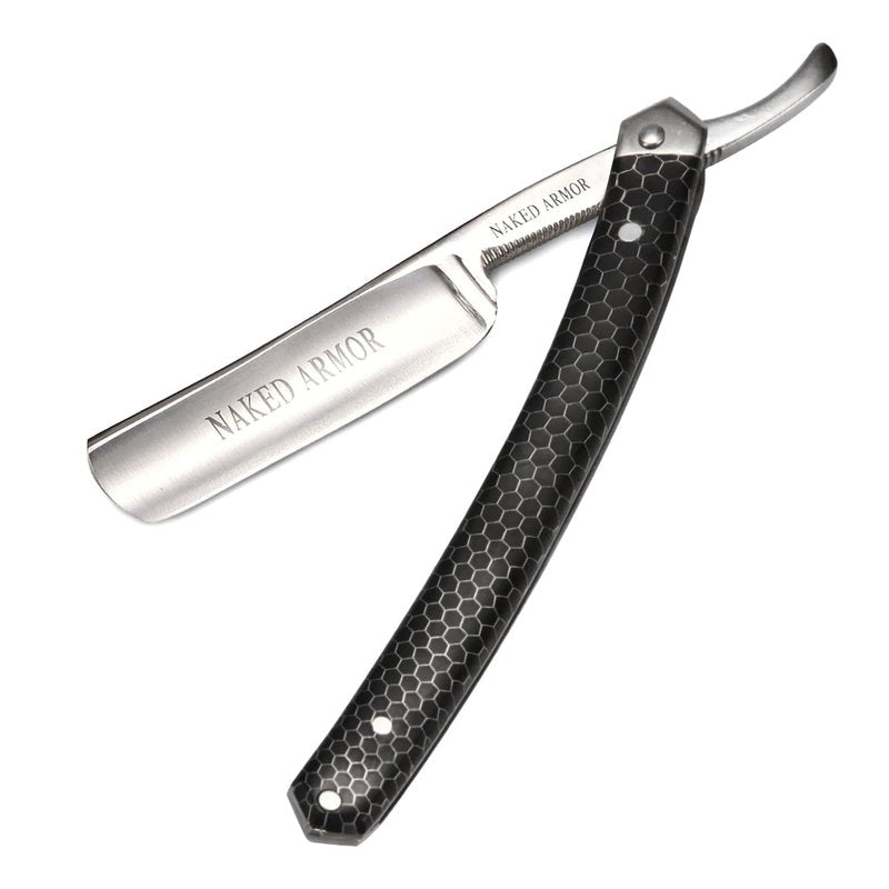 Naked Armor Elyan Straight Razor - Shave Ready 7/8" Round Nose Japanese Steel Straight Razors for Men with Resin Scale, Case Included, Close Shave