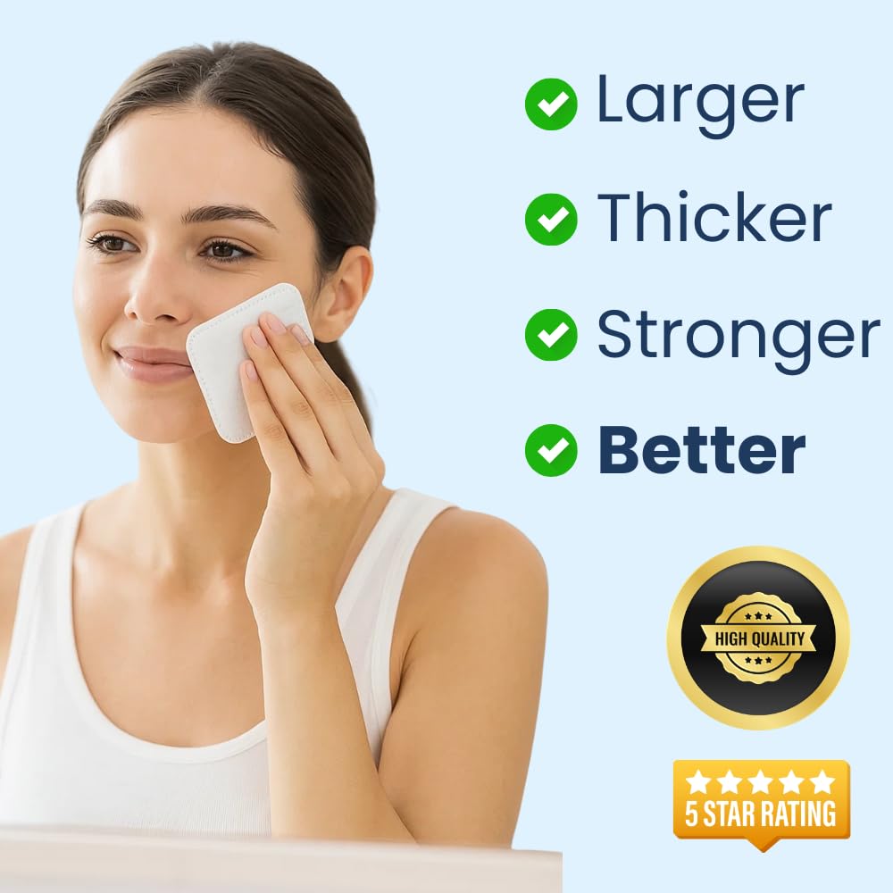 Square Cotton Pads for Face – 80 Count Lint Free Cotton Pads, Large Cotton Makeup Remover Pads for Skincare, 3 Inch (7–7.5 cm)