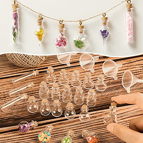 Honeydak 100Pcs Mini Glass Bottles Jars with Cork Stopper - 10 Shapes DIY Wishing Potions Set (Funny Variation)