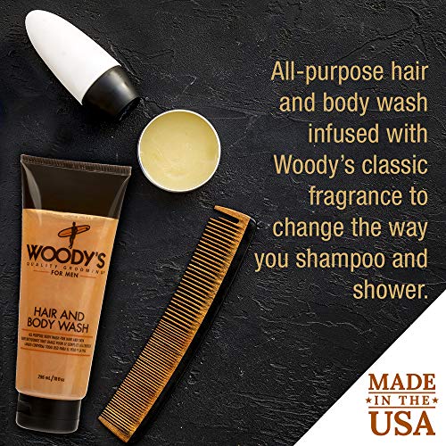 Woody's 2-in-1 Hair & Body Wash for Men, 10 fl oz (Pack of 2) - Sulfate-Free Moisturizing Cleanser with Fresh Scent