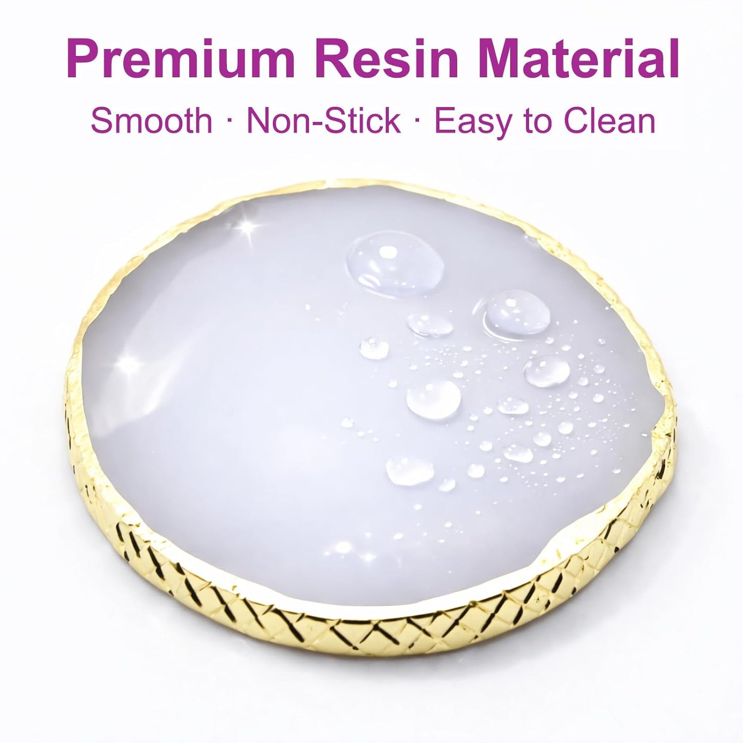 Resin Nail Art Palette - Gel Polish Mixing Board with Gold Edge | White & Purple Color Mixing Tool for Acrylic & Makeup