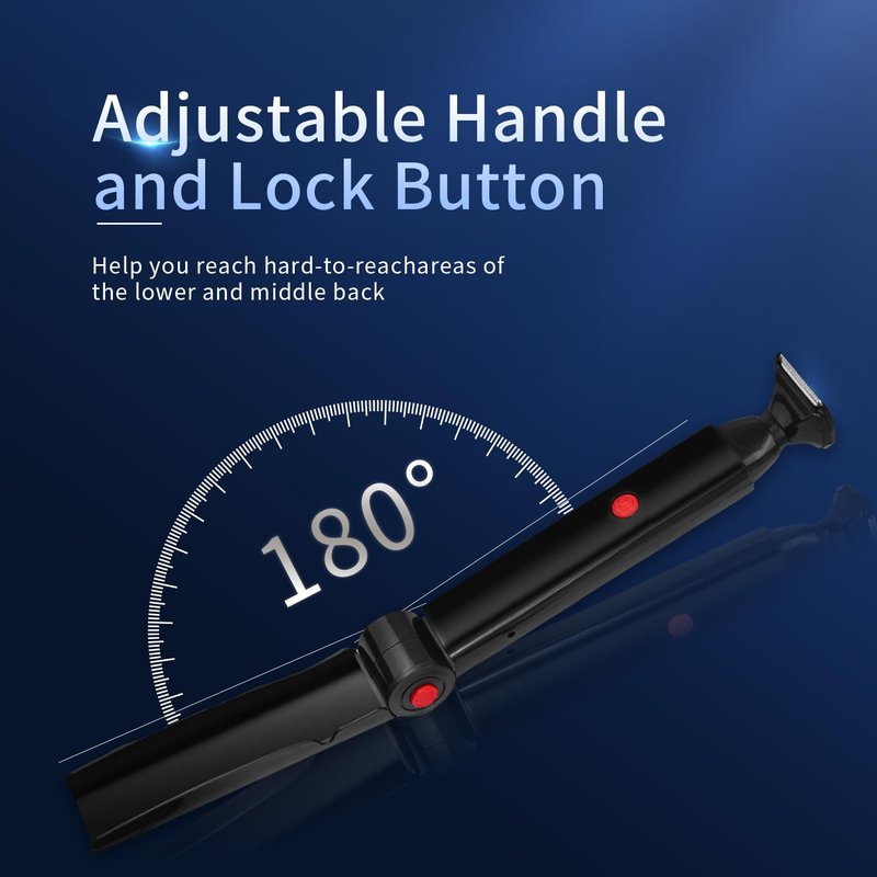 Back Shaver for Men, Electric Back Shaver Hair Trimmer, Mens Back Shaver with 2 Shock Absorber Flex Heads, Rechargeable Back Razor for Men with Adjustable Long Handle and Safety Blade