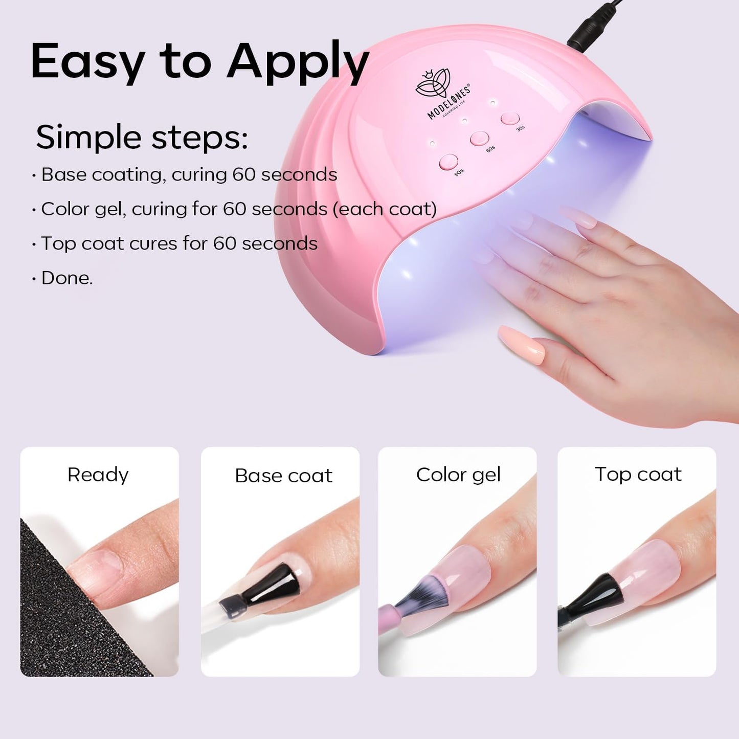 Purple Gel Nail Polish - Pastel Lilac Violet Soak Off LED Nail Gel for DIY Nail Art | 15 ML