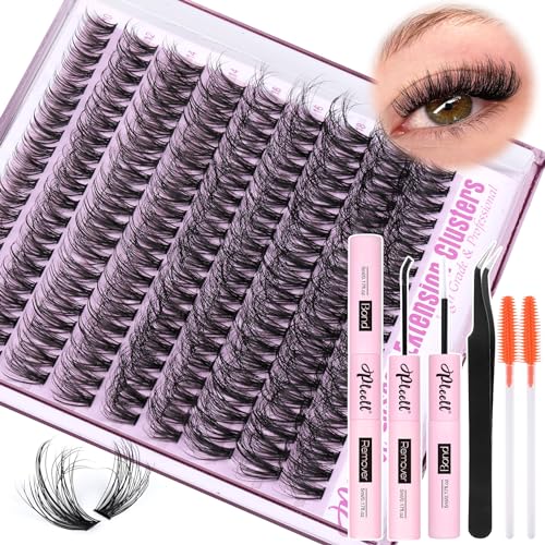 Pleell Natural Fluffy Lash Extension Kit 10-18MM Wispy Eyelash Clusters DIY