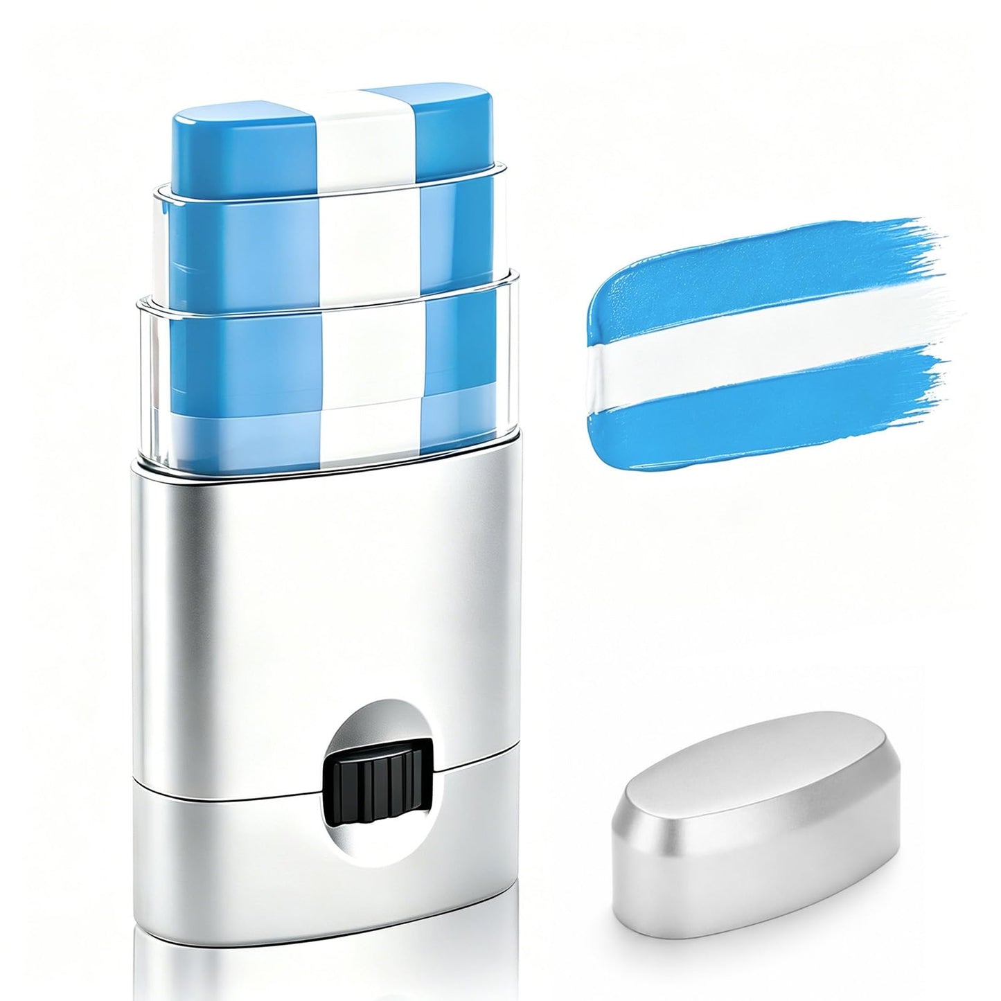 Blue White Blue Face & Body Paint Stick, Sports Eye Black-Style Makeup Stick, Soccer Fan Makeup, Waterproof Sweatproof Cream Paint for Football Baseball Fans, Flag Color Makeup for Watch Parties