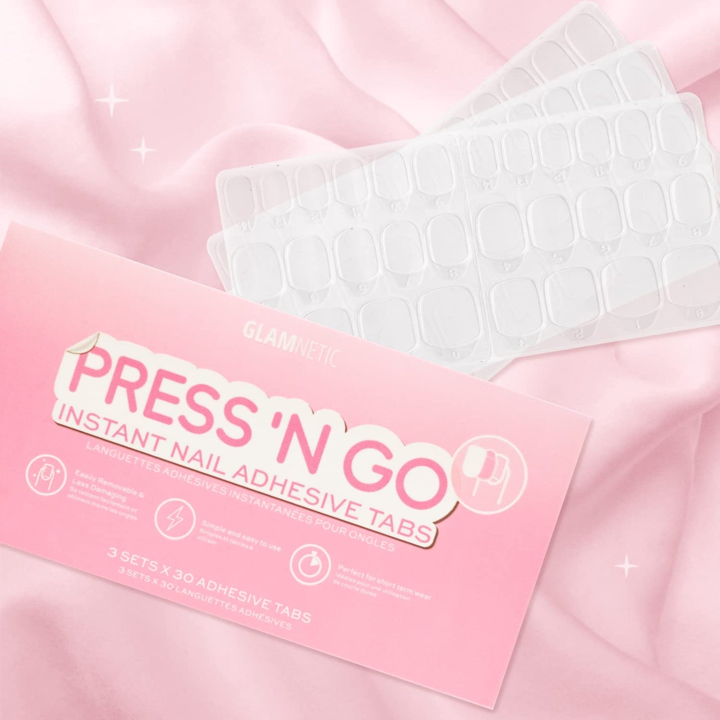 Press 'n Go Instant Nail Adhesive Tabs - Short Term Wear, Easily Removable | 90 Tabs for Customized Fit