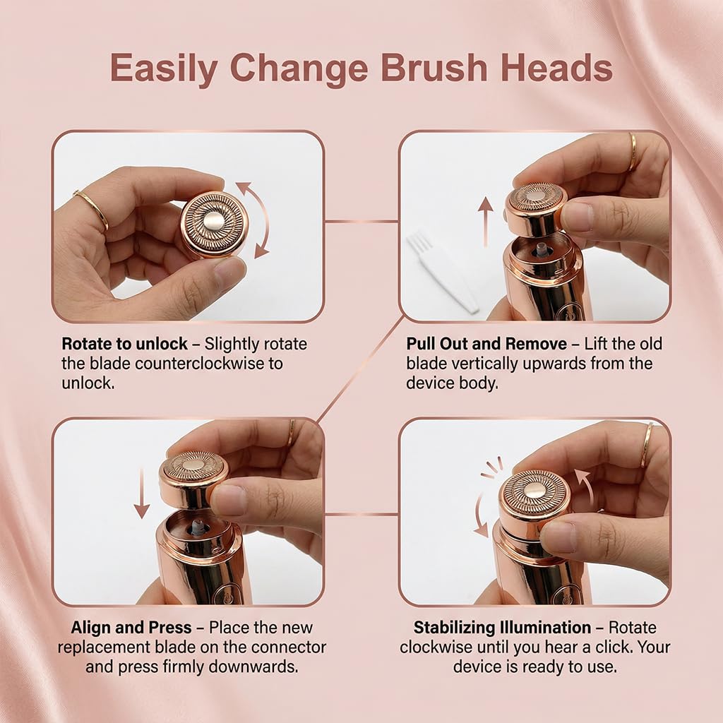 Replacement Heads New Generation 3 for Finishing Touch Flawless Facial Hair Remover, Double Ring Precision Blades Heads for Flawless Gen 3 Device, Pack of 4