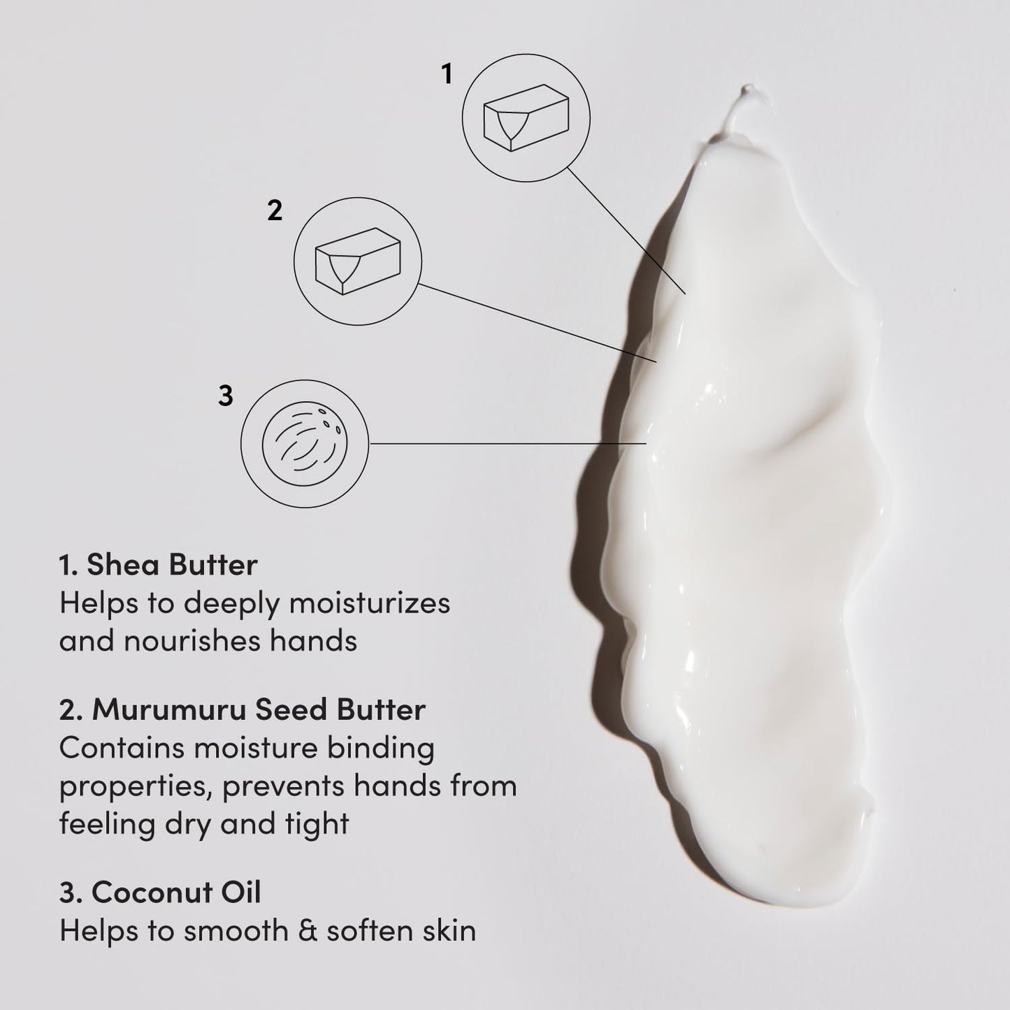 OUAI Hand Cream - Hydrating Coconut Oil & Shea Butter Balm for Soft Hands | 3 Oz