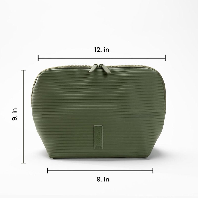 Vertical Waterproof Makeup & Toiletry Bag - 23-Pocket Organizer for Skincare & Essentials | Olive Color