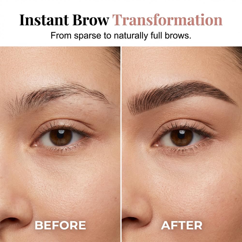 New Microblading Eyebrow Pen, Upgraded 4-Tip 3D Waterproof Eyebrow Pencil, Premium Eye Brow Pen Natural Magic Eyebrow Makeup Fine Stroke Contouring Pencil Long-Lasting Stay on All Day (Dark Brown)
