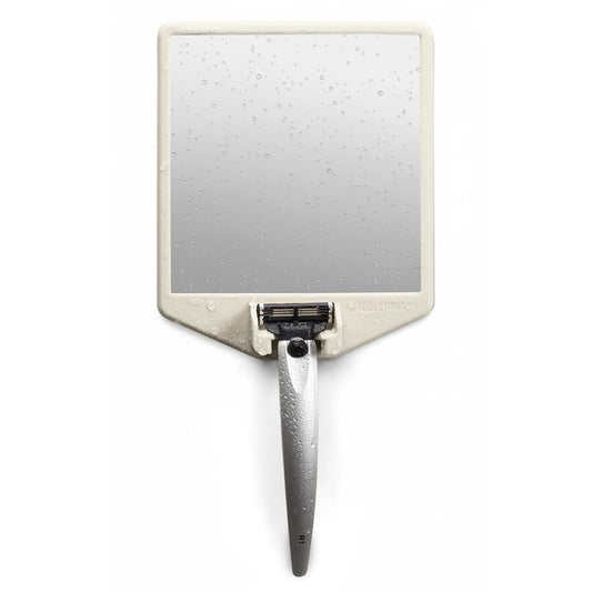 TOOLETRIES The Joseph Shower Mirror for Shaving - Silicone Razor Holder for Shower, Stlyish Bathroom Shower Accessory - Features Silicone-Grip, Removable & Reusable - Sand