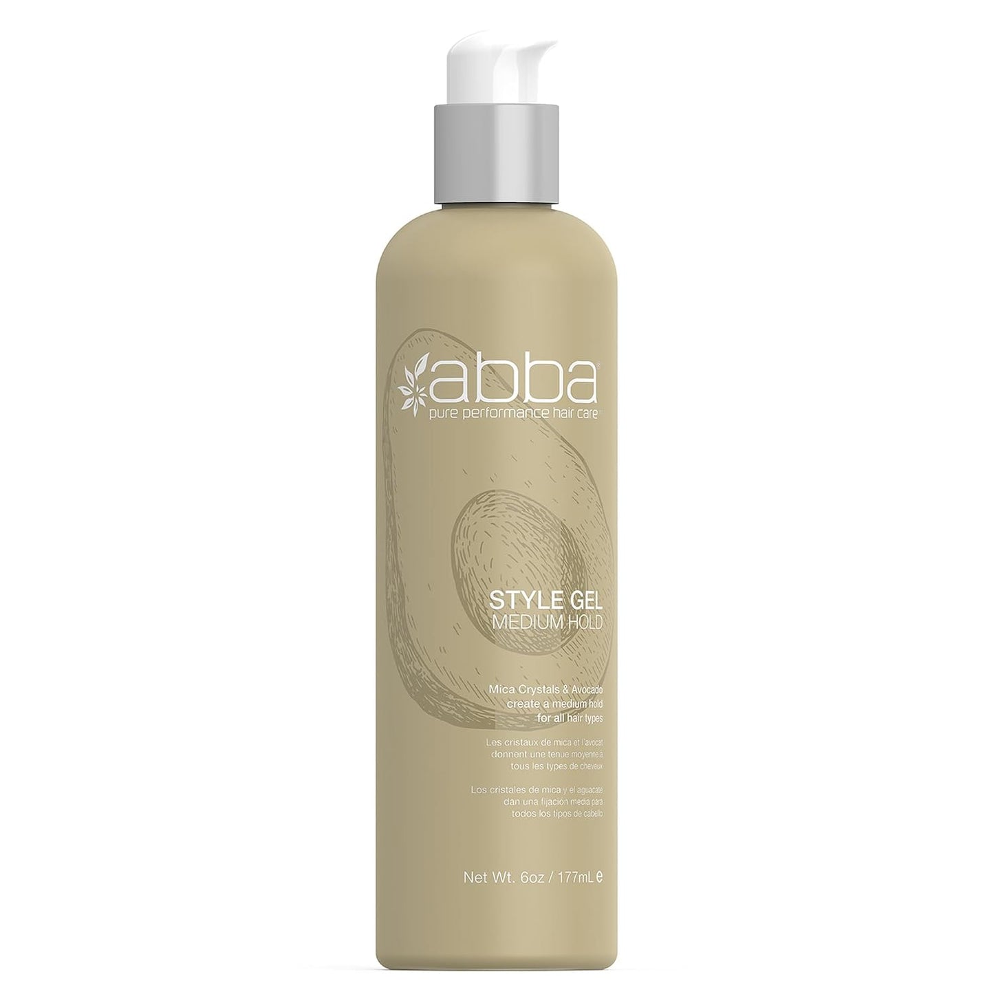ABBA Pure Style Gel – Medium Hold with Mica Crystals & Avocado | 6 fl oz