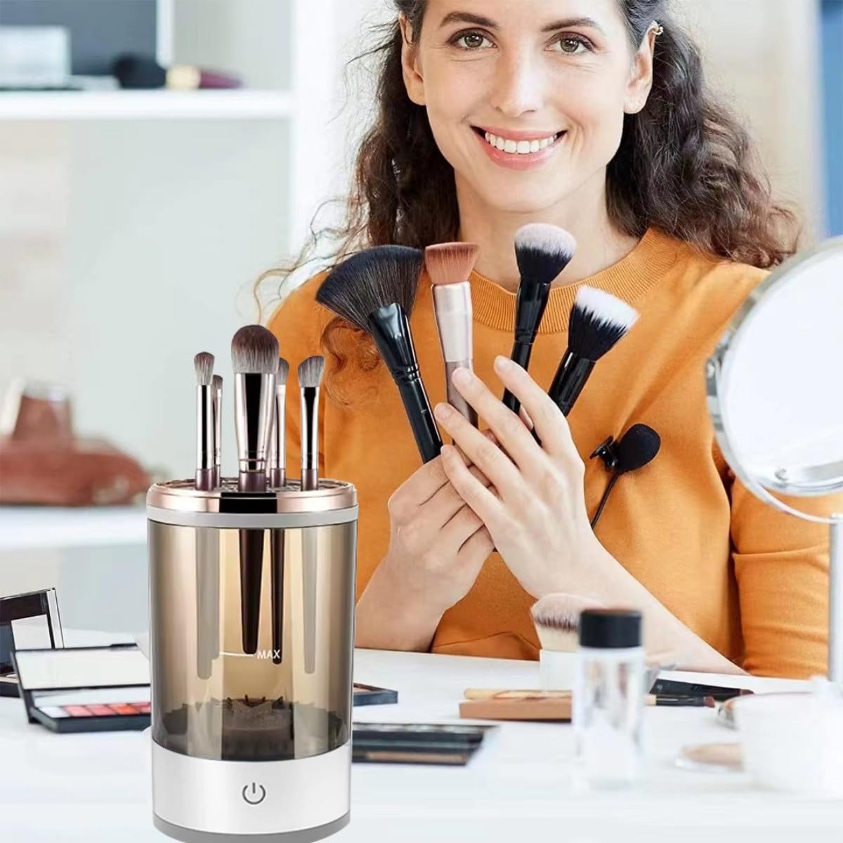 Automatic Makeup Brush Cleaner,Electric Makeup Brush Cleaner Machine for Deep Cleaning,Cosmetic Brush Cleaner for All Size Makeup Brush
