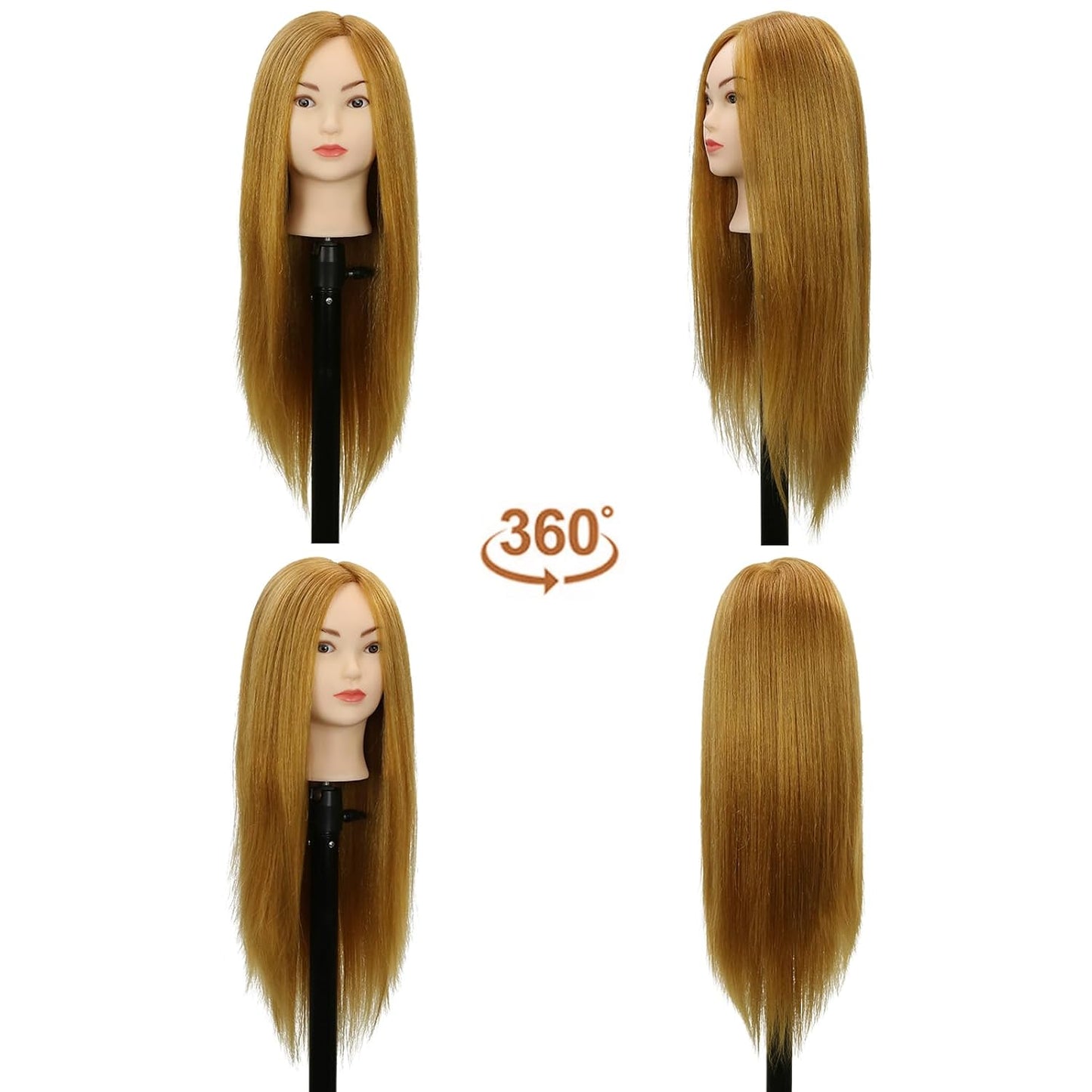Realistic Human Hair Mannequin Head - 80% Real Hair for Hairdresser Training | 22-Inch Blonde Cosmetology Manikin