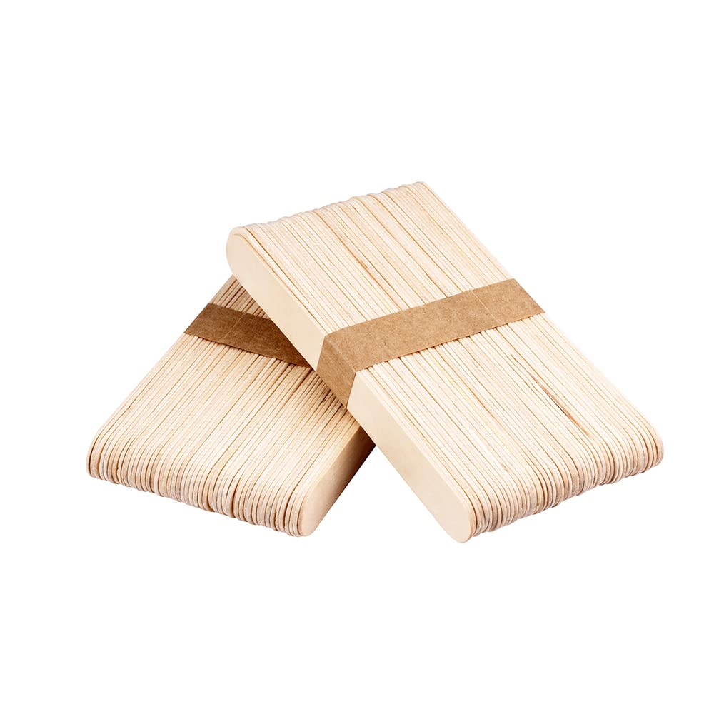 Hair Removal Durable Sticks Popsicle Stick for DIY,Wood Wax Sticks, Wood Waxing Craft Sticks Spatulas Applicators for Hair Removal Eyebrow and Body(Pack of 100)