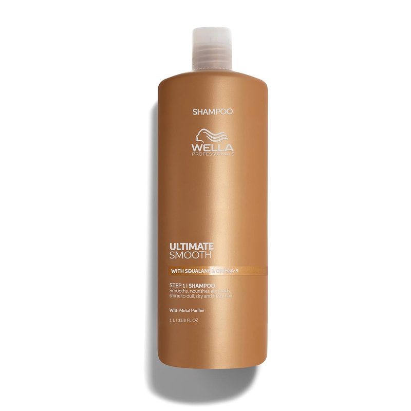 Wella Professionals Ultimate Smooth Shampoo - Nourishing Formula for Dry, Dull & Frizzy Hair | Color Safe, With Squalane & Omega 9
