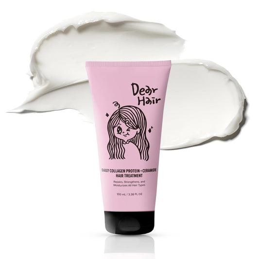 DEAR HAIR Daily Collagen Protein Ceramide Hair Treatment for Dry, Damaged Hair, Bond Repair Deep Conditioning Mask with Hydrolyzed Collagen & Pea Protein, 3.3fl.oz | 100ml