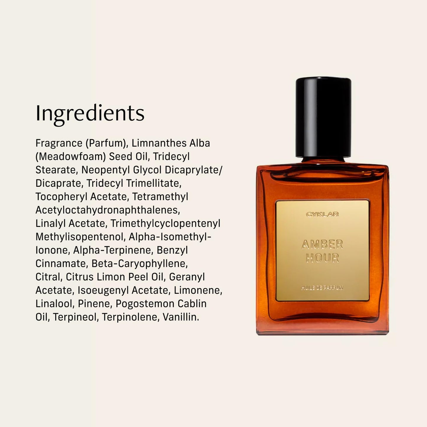CYKLAR Perfume Oil – Amber Hour Scent with Palo Santo & Tonka Bean – Travel-Friendly 15ml