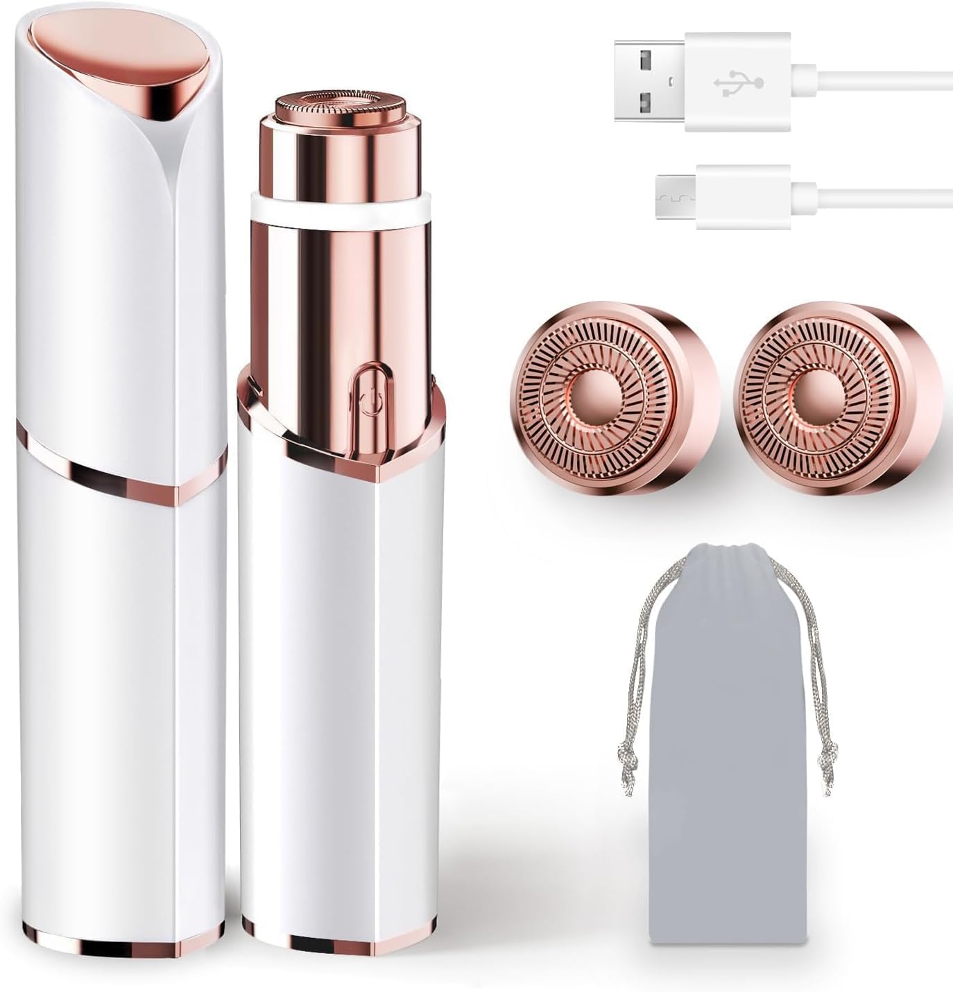 Electric Facial Hair Removal for Women - Rechargeable Painless Hair Remover with LED Light | Upper Lip, Chin, Peach Fuzz