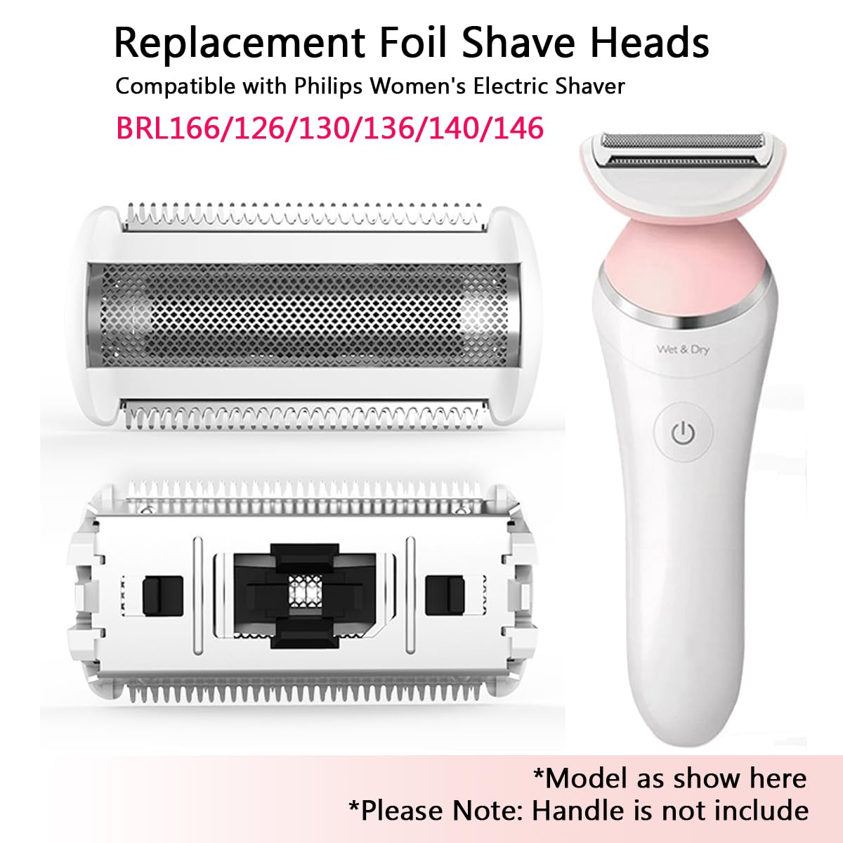 MOVELOVE BRL130 BRL140 BRL126 Replacement Foil Head for Philips Women Trimmer Shaver BRL130 BRL140 BRL126/136/146 BRE620 640 650 630-1 Count White