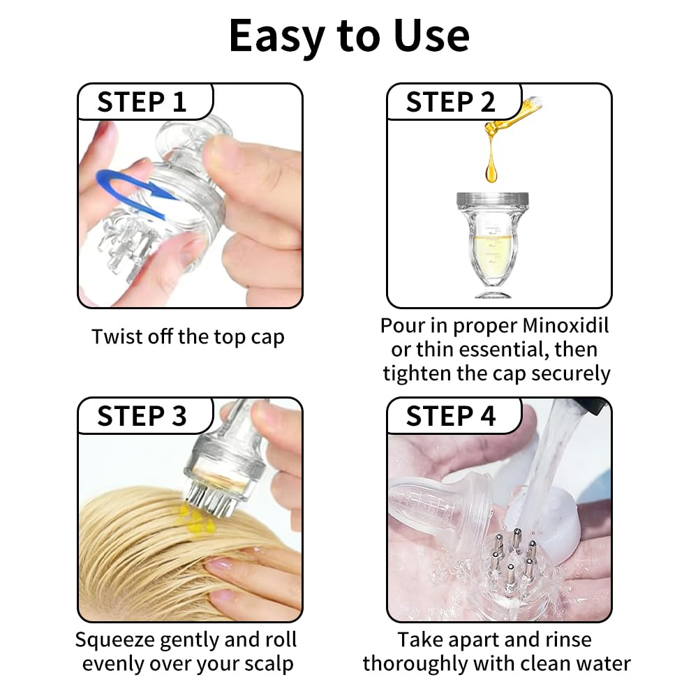 Minoxidil Applicator, Quick Efficient Apply No Messy Hair Serum Applicator Small Minoxidil Applicator Tool, Scalp Applicator Comb Minoxidil Brush Scalp Applicator Comb (Transparent)
