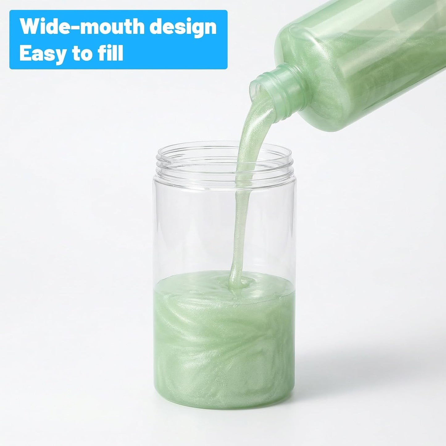 Refillable Pump Bottle Dispenser - 4 Pack 33.8oz Clear PET Plastic Lotion & Shampoo Bottles | Wide Mouth Design for Easy Filling