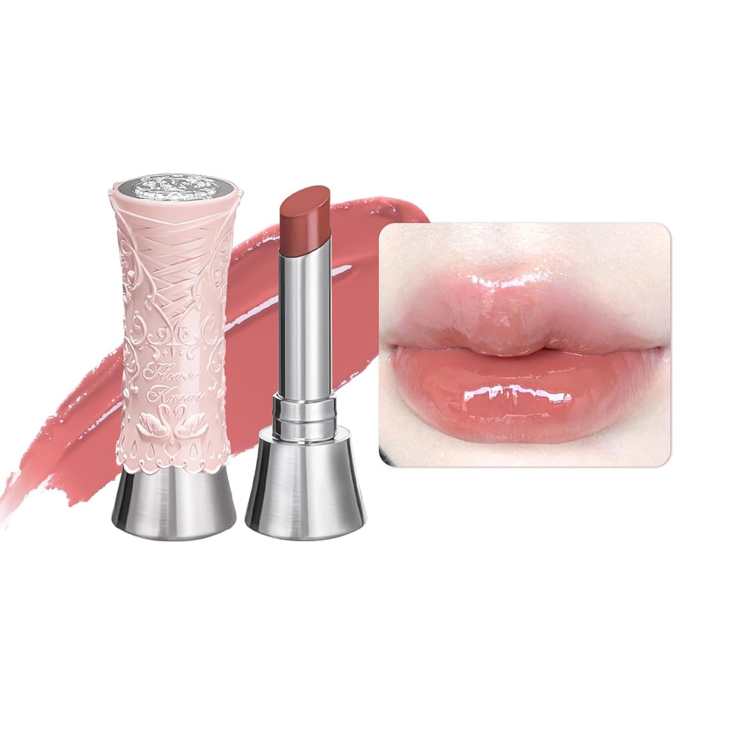 Swan Ballet Shine Lipstick - Hydrating Nude Peach Tinted Lip Balm for Long-Lasting Moisture | B03 Sweet Heart