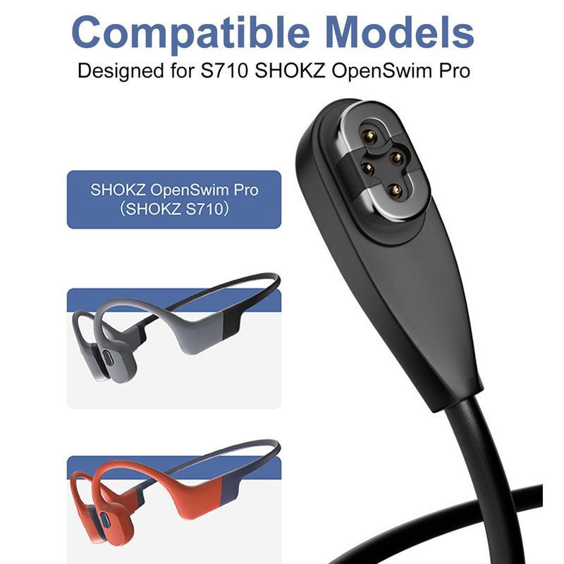 gudxfj 2-Pack Compatible with Shokz OpenSwim Pro S710 Bone Sound Conducting Earphone Charging Cable Type-C to 4Pin Magnetic Charging Cable USB and USB C to Shokz S710 Cable 1 Each Black 3.3 ft