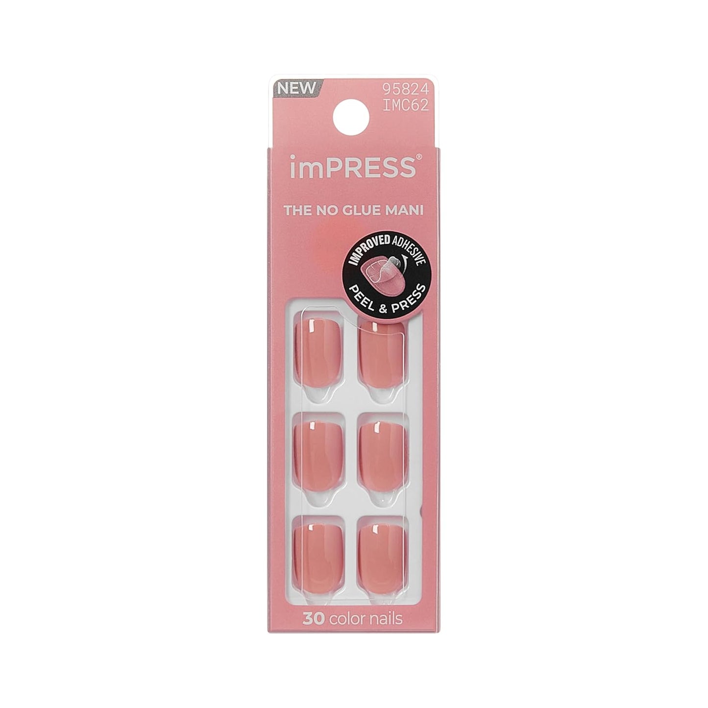 Impress No Glue Mani Press On Nails - 'Your Magic' Pink Squoval | 30 Nails, Mini File & Prep Pad Included