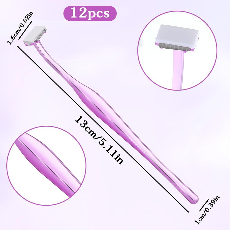 12 PCS Small Eyebrow Razors, T Shape Facial Razor Microblades Facial Hair Removal Eye Brow Razors with Protective Cover Mini Face Shavers for Peach Fuzz and Fine Hair