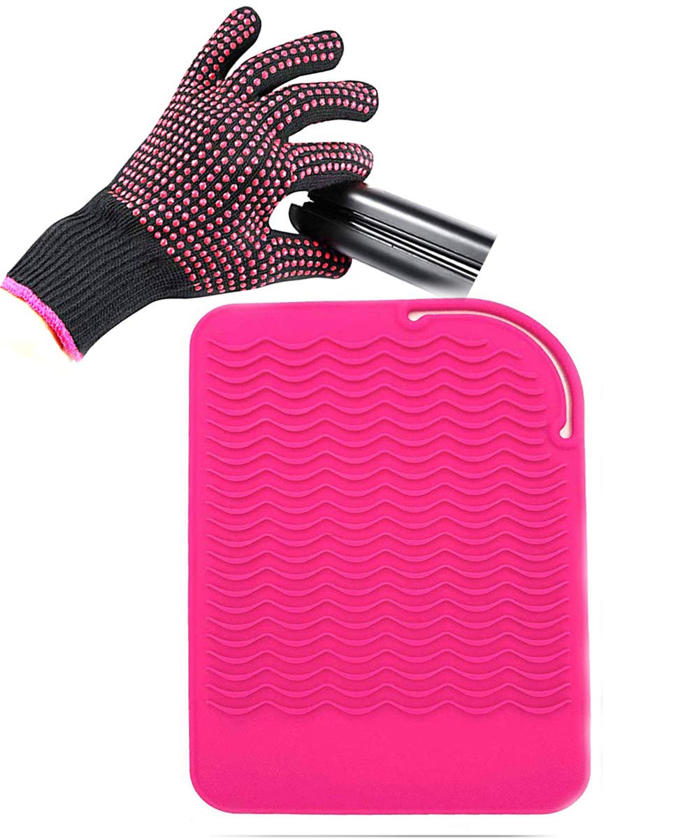 Heat Resistant Glove - Silicone Bump Mat for Curling Iron & Hair Tools | 9 x 6.5 Inch Food Grade Mat, Grey