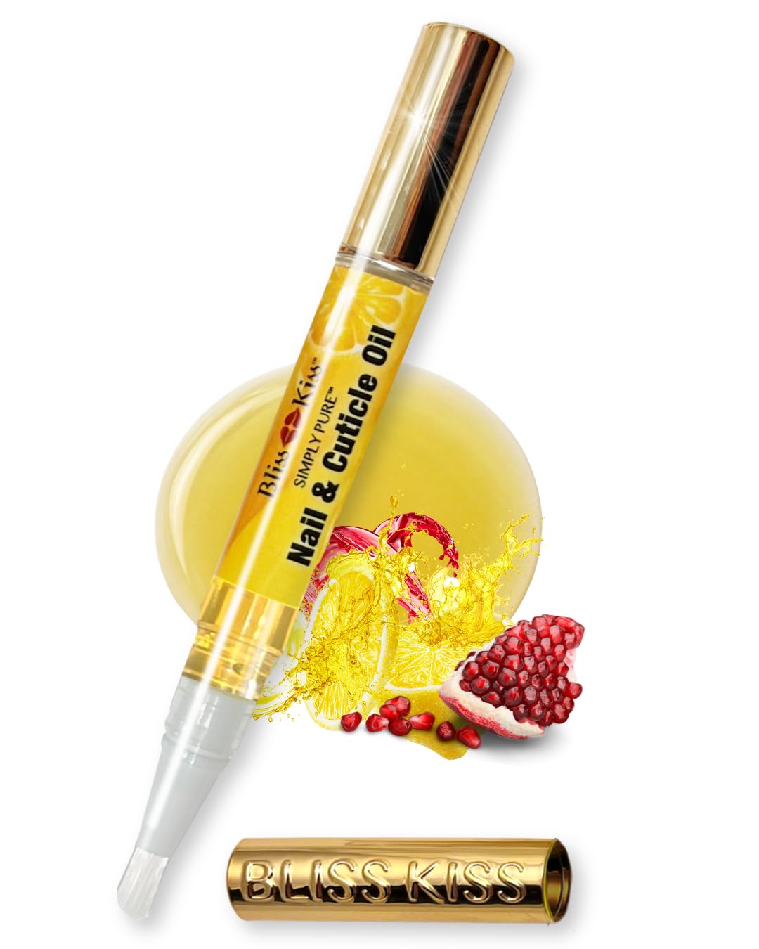 Bliss Kiss Nail Oil Cuticle Pen - Lavender Vanilla with Vitamin E & Jojoba | Nail Strengthener for Brittle Nails