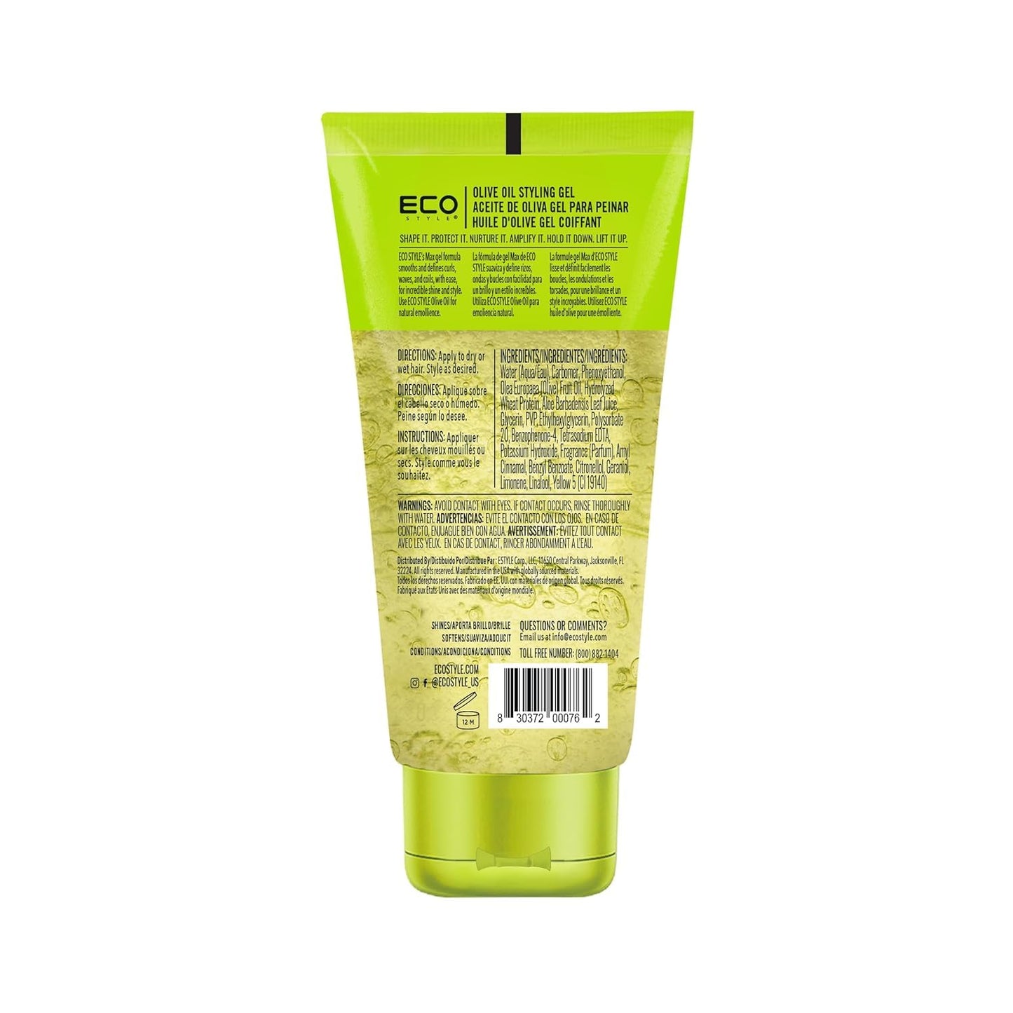 Eco Style Olive Oil Hair Gel – 3 Pack (2 oz Each) 6 oz Total | Maximum Hold Styling Gel for Smooth, Shiny & Frizz-Free Hair