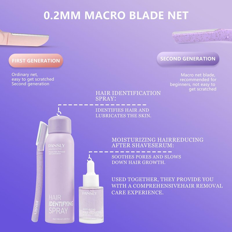 Hair Identifying Spray Kit,Hair Identifier Spray (100mL)for Face Shaving with After Shave Serum(30mL) Kit,Moisturizing&Smoothing skin &Hair Reducing Skin Care Dermaplaner Spray Set for Women Men