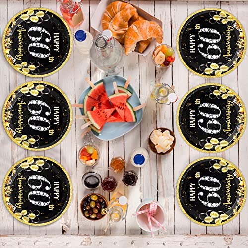 60th Wedding Anniversary Paper Plates - 48 Disposable Dessert Plates