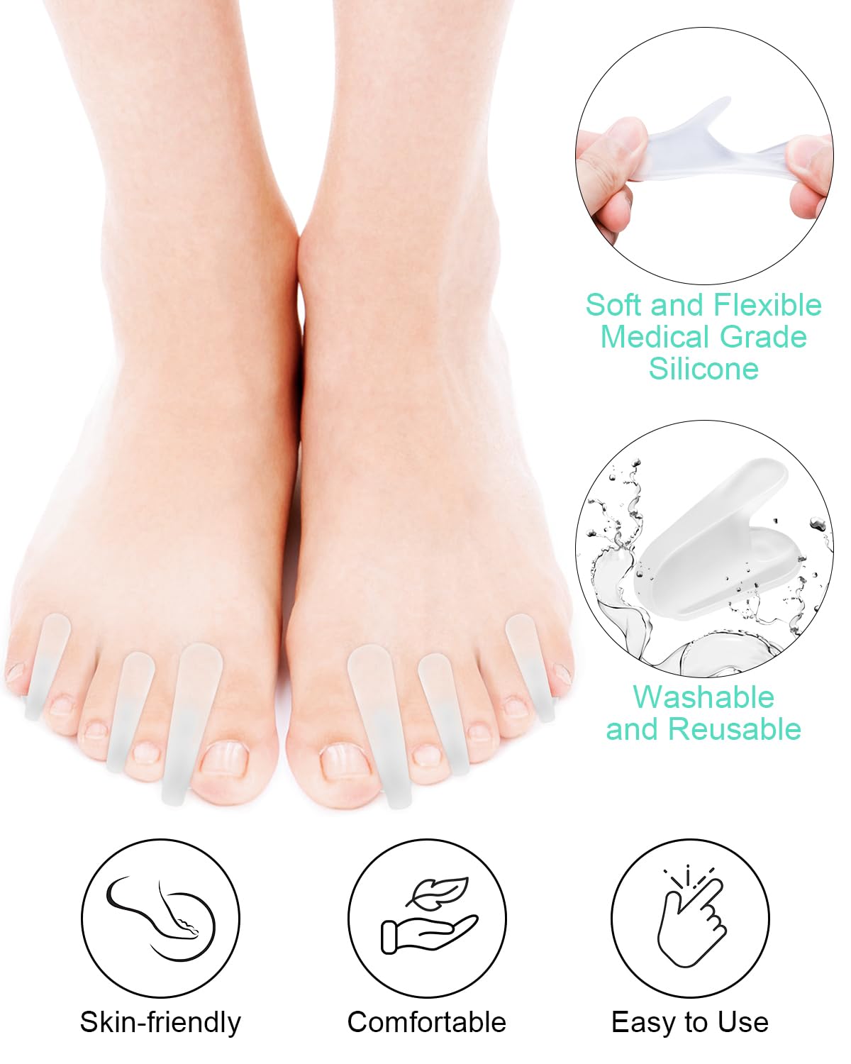 BLATOWN 18Pcs Gel Toe Separators for Bunions, Silicone Toe Spacers Bunion Corrector for Feet Women Men Pain Relief, Soft Flared Toe Spreader Straightener for Overlapping Toes(12L+6S)
