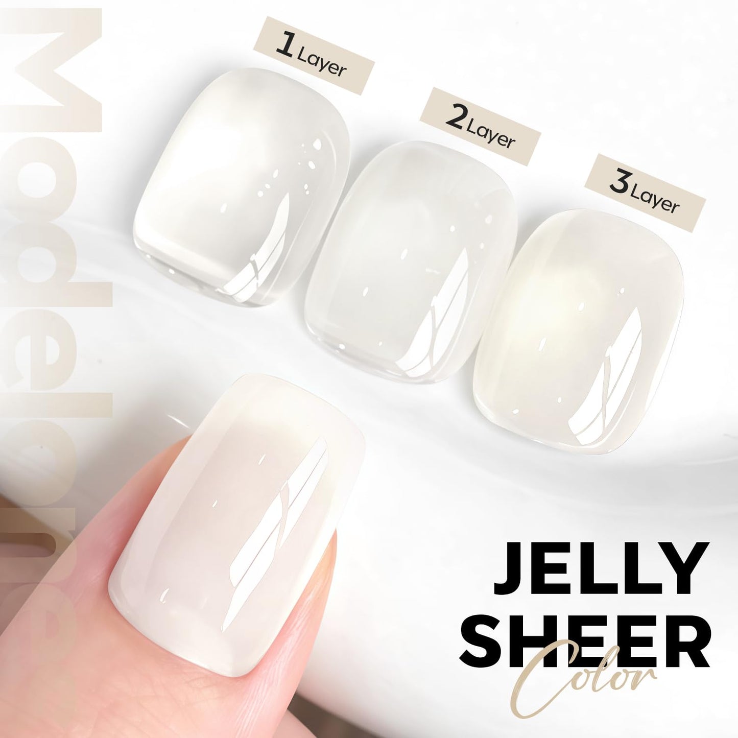 modelones White Gel Nail Polish Beige Cream Milky Jelly Translucent Gel Polish Neutral Sheer Nails Soak Off LED Nail Lamp Manicure Salon Gift 15 ML