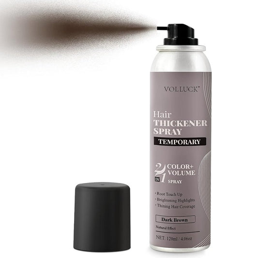 Hair Thickening Fibers Spray - Temporary Colored Root Concealer | Sweatproof Medium Brown for Men & Women